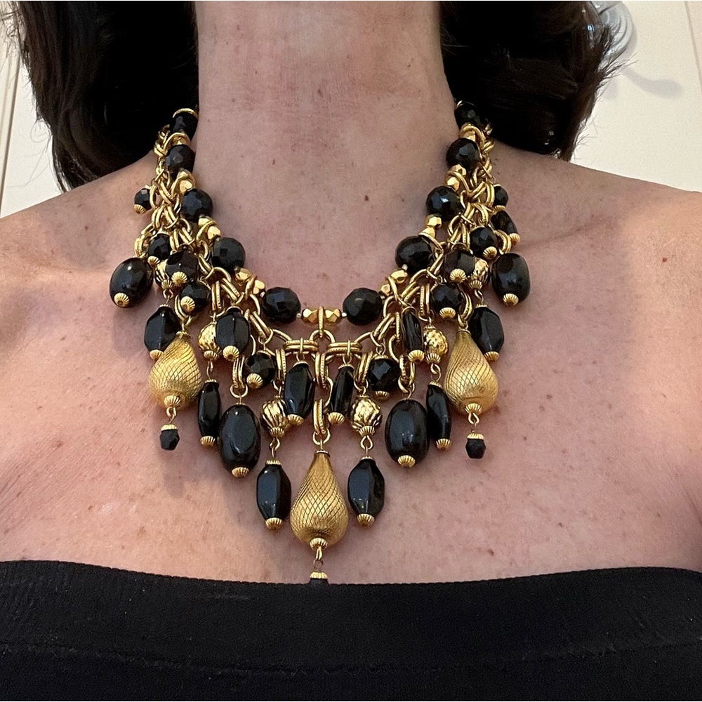 Vintage Signature Barrera Black and Gold Princess Necklace - Picture 15 of 16